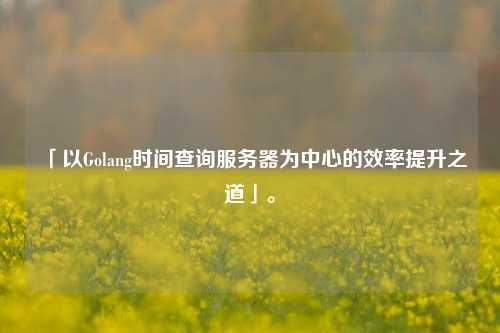 「以Golang時(shí)間查詢服務(wù)器為中心的效率提升之道」。